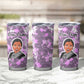 Rosa Parks Tumbler Cup Purple Floral Pattern Civil Rights Tribute Bold Name Repeated Text Design - African Pride