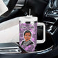 Rosa Parks Tumbler With Handle Purple Floral Pattern Civil Rights Tribute Bold Name Repeated Text Design - African Pride