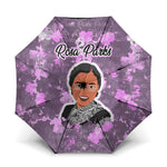 Rosa Parks Umbrella Purple Floral Pattern Civil Rights Tribute Bold Name Repeated Text Design - African Pride
