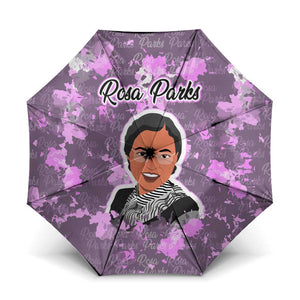 Rosa Parks Umbrella Purple Floral Pattern Civil Rights Tribute Bold Name Repeated Text Design - African Pride