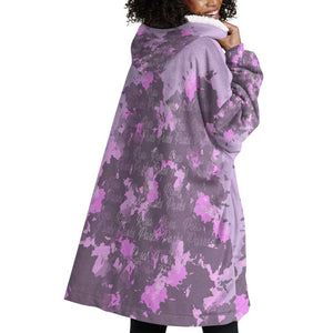 Rosa Parks Wearable Blanket Hoodie Purple Floral Pattern Civil Rights Tribute Bold Name Repeated Text Design - African Pride