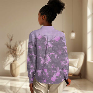 Rosa Parks Women Casual Shirt Purple Floral Pattern Civil Rights Tribute Bold Name Repeated Text Design - African Pride