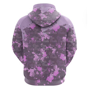 Rosa Parks Zip Hoodie Purple Floral Pattern Civil Rights Tribute Bold Name Repeated Text Design - African Pride
