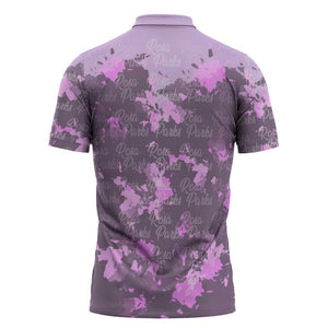 Rosa Parks Zipper Polo Shirt Purple Floral Pattern Civil Rights Tribute Bold Name Repeated Text Design - African Pride