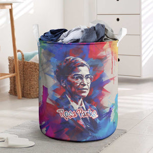 Rosa Parks Laundry Basket Red Blue Abstract Art Portrait Sitting Down to Stand Up Quote Civil Rights Tribute - African Pride
