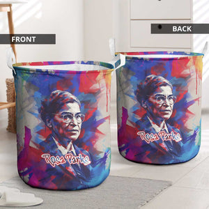 Rosa Parks Laundry Basket Red Blue Abstract Art Portrait Sitting Down to Stand Up Quote Civil Rights Tribute - African Pride