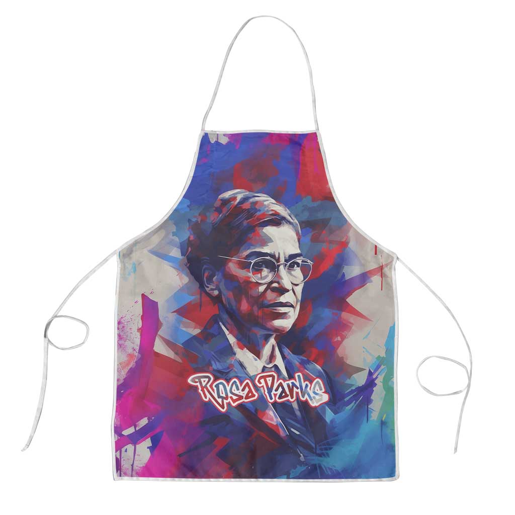 Rosa Parks Apron Red Blue Abstract Art Portrait Sitting Down to Stand Up Quote Civil Rights Tribute - African Pride