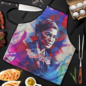 Rosa Parks Apron Red Blue Abstract Art Portrait Sitting Down to Stand Up Quote Civil Rights Tribute - African Pride