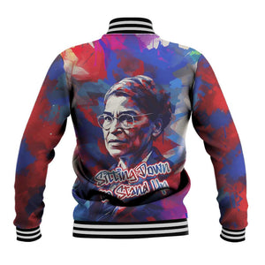 Rosa Parks Baseball Jacket Red Blue Abstract Art Portrait Sitting Down to Stand Up Quote Civil Rights Tribute - African Pride