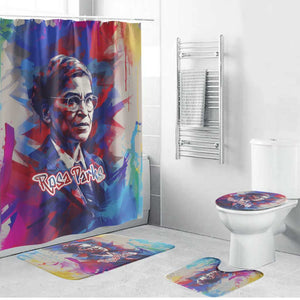 Rosa Parks Bathroom Set Red Blue Abstract Art Portrait Sitting Down to Stand Up Quote Civil Rights Tribute - African Pride