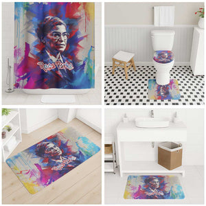 Rosa Parks Bathroom Set Red Blue Abstract Art Portrait Sitting Down to Stand Up Quote Civil Rights Tribute - African Pride