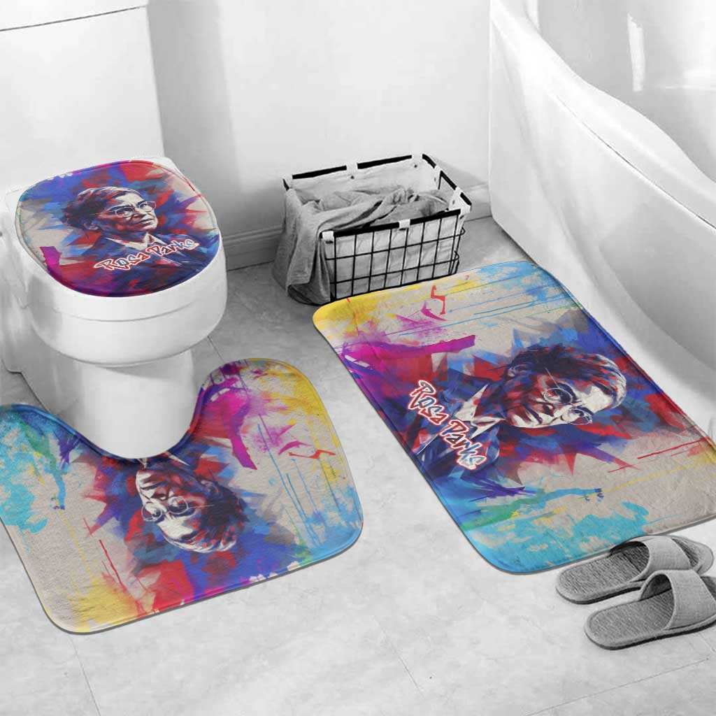 Rosa Parks Bathroom Set Red Blue Abstract Art Portrait Sitting Down to Stand Up Quote Civil Rights Tribute - African Pride
