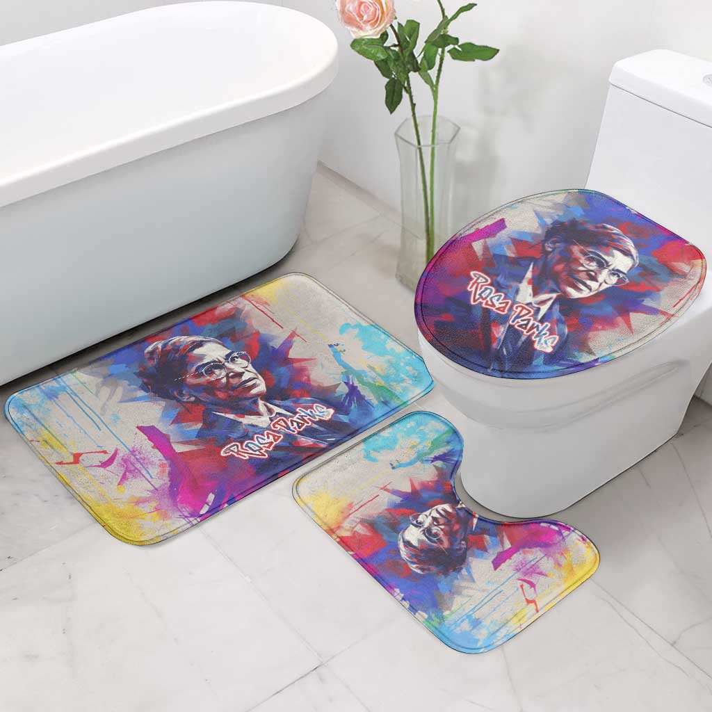 Rosa Parks Bathroom Set Red Blue Abstract Art Portrait Sitting Down to Stand Up Quote Civil Rights Tribute - African Pride