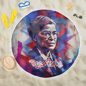 Rosa Parks Beach Blanket Red Blue Abstract Art Portrait Sitting Down to Stand Up Quote Civil Rights Tribute - African Pride