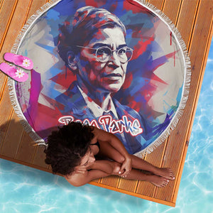 Rosa Parks Beach Blanket Red Blue Abstract Art Portrait Sitting Down to Stand Up Quote Civil Rights Tribute - African Pride