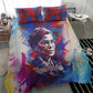Rosa Parks Bedding Set Red Blue Abstract Art Portrait Sitting Down to Stand Up Quote Civil Rights Tribute - African Pride