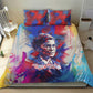 Rosa Parks Bedding Set Red Blue Abstract Art Portrait Sitting Down to Stand Up Quote Civil Rights Tribute - African Pride