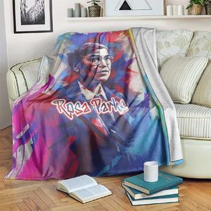 Rosa Parks Blanket Red Blue Abstract Art Portrait Sitting Down to Stand Up Quote Civil Rights Tribute - African Pride