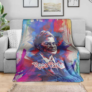 Rosa Parks Blanket Red Blue Abstract Art Portrait Sitting Down to Stand Up Quote Civil Rights Tribute - African Pride
