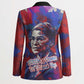 Rosa Parks Blazer Red Blue Abstract Art Portrait Sitting Down to Stand Up Quote Civil Rights Tribute - African Pride