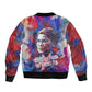 Rosa Parks Bomber Jacket Red Blue Abstract Art Portrait Sitting Down to Stand Up Quote Civil Rights Tribute - African Pride
