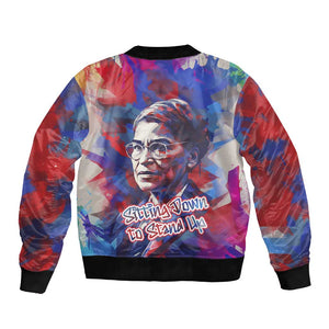 Rosa Parks Bomber Jacket Red Blue Abstract Art Portrait Sitting Down to Stand Up Quote Civil Rights Tribute - African Pride