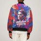 Rosa Parks Bomber Jacket Red Blue Abstract Art Portrait Sitting Down to Stand Up Quote Civil Rights Tribute - African Pride
