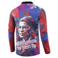 Rosa Parks Button Sweatshirt Red Blue Abstract Art Portrait Sitting Down to Stand Up Quote Civil Rights Tribute