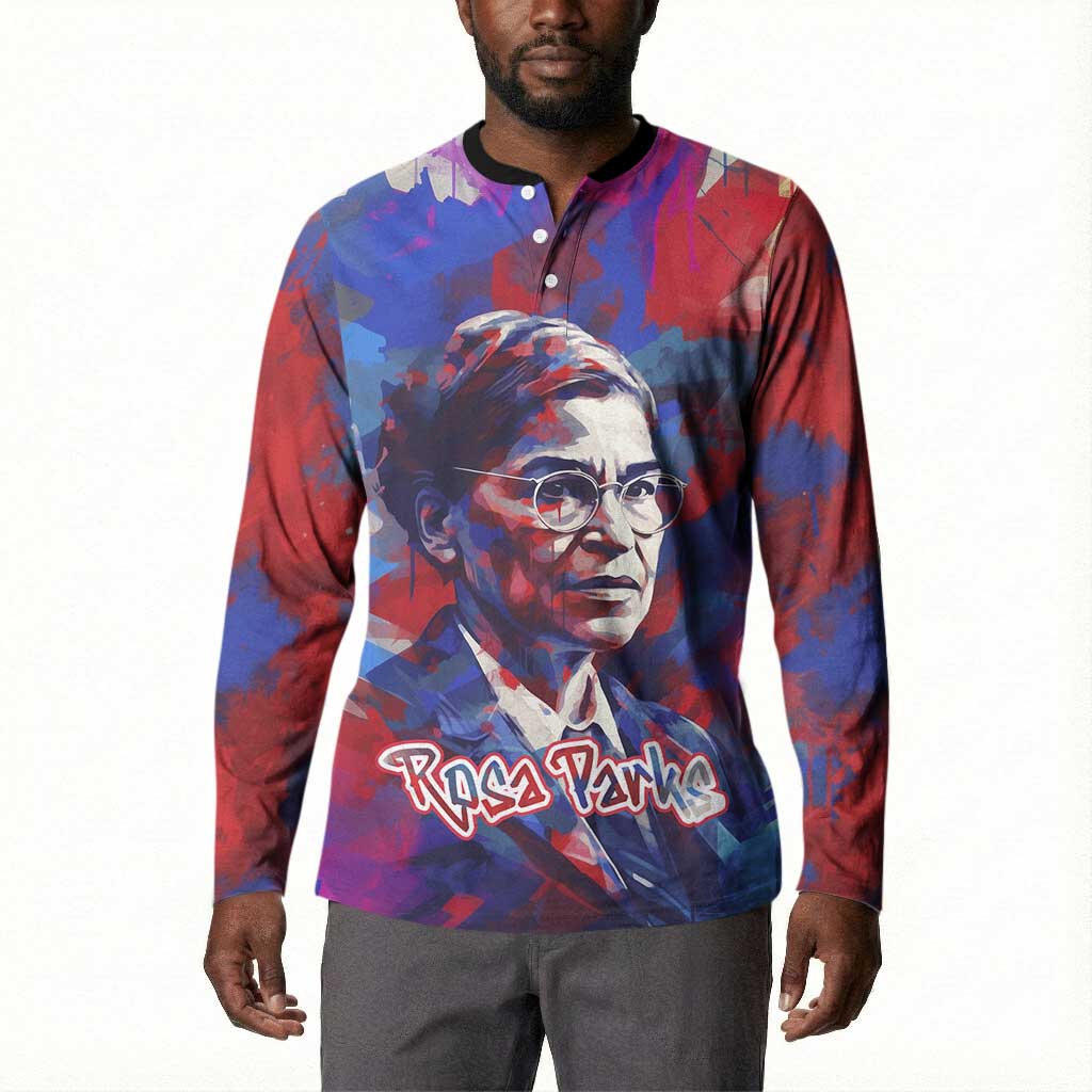Rosa Parks Button Sweatshirt Red Blue Abstract Art Portrait Sitting Down to Stand Up Quote Civil Rights Tribute