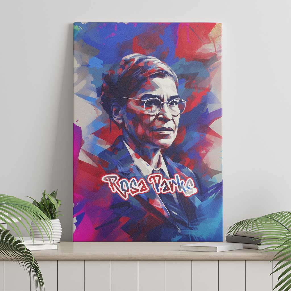 Rosa Parks Canvas Wall Art Red Blue Abstract Art Portrait Sitting Down to Stand Up Quote Civil Rights Tribute - African Pride