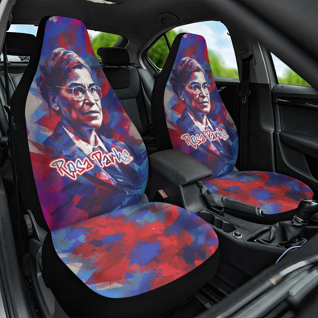 Rosa Parks Car Seat Cover Red Blue Abstract Art Portrait Sitting Down to Stand Up Quote Civil Rights Tribute - African Pride