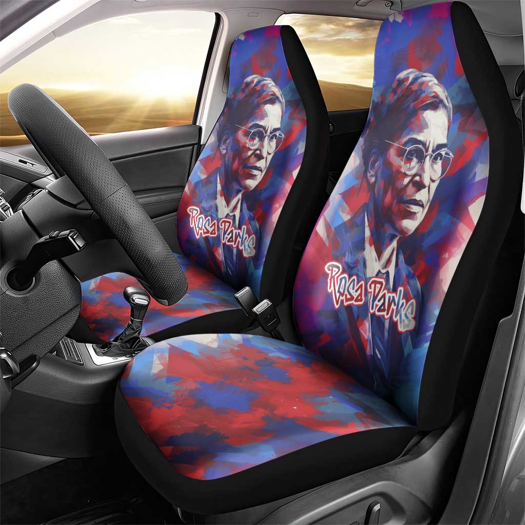 Rosa Parks Car Seat Cover Red Blue Abstract Art Portrait Sitting Down to Stand Up Quote Civil Rights Tribute - African Pride