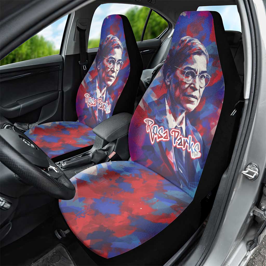 Rosa Parks Car Seat Cover Red Blue Abstract Art Portrait Sitting Down to Stand Up Quote Civil Rights Tribute - African Pride