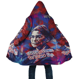 Rosa Parks Cloak Red Blue Abstract Art Portrait Sitting Down to Stand Up Quote Civil Rights Tribute - African Pride