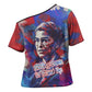 Rosa Parks Cross Shoulder Shirt Red Blue Abstract Art Portrait Sitting Down to Stand Up Quote Civil Rights Tribute - African Pride