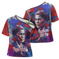 Rosa Parks Cross Shoulder Shirt Red Blue Abstract Art Portrait Sitting Down to Stand Up Quote Civil Rights Tribute - African Pride