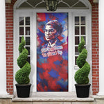 Rosa Parks Door Cover Red Blue Abstract Art Portrait Sitting Down to Stand Up Quote Civil Rights Tribute - African Pride