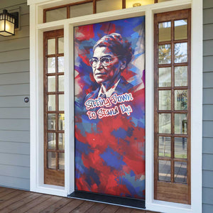 Rosa Parks Door Cover Red Blue Abstract Art Portrait Sitting Down to Stand Up Quote Civil Rights Tribute - African Pride