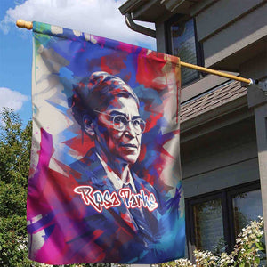 Rosa Parks Garden Flag Red Blue Abstract Art Portrait Sitting Down to Stand Up Quote Civil Rights Tribute - African Pride