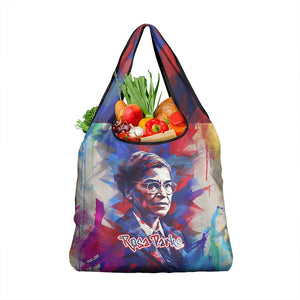 Rosa Parks Grocery Bag Red Blue Abstract Art Portrait Sitting Down to Stand Up Quote Civil Rights Tribute - African Pride