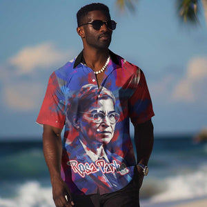 Rosa Parks Hawaiian Shirt Red Blue Abstract Art Portrait Sitting Down to Stand Up Quote Civil Rights Tribute TS04