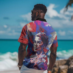 Rosa Parks Hawaiian Shirt Red Blue Abstract Art Portrait Sitting Down to Stand Up Quote Civil Rights Tribute TS04