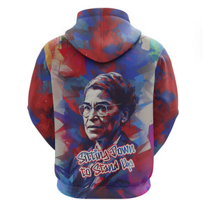 Rosa Parks Hoodie Red Blue Abstract Art Portrait Sitting Down to Stand Up Quote Civil Rights Tribute - African Pride