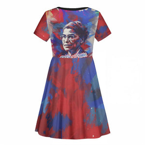 Rosa Parks Kid Short Sleeve Dress Red Blue Abstract Art Portrait Sitting Down to Stand Up Quote Civil Rights Tribute TS04