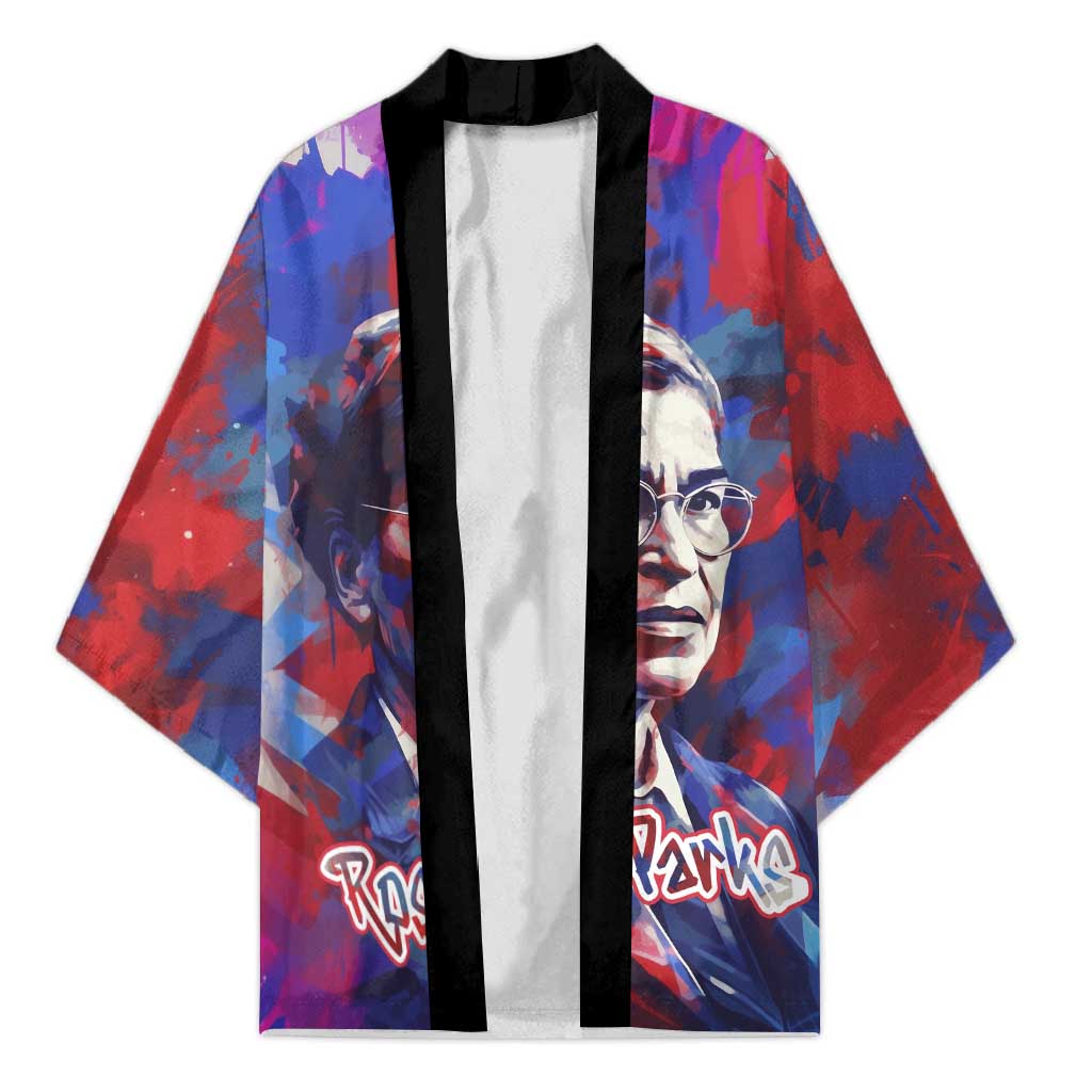 Rosa Parks Kimono Red Blue Abstract Art Portrait Sitting Down to Stand Up Quote Civil Rights Tribute - African Pride