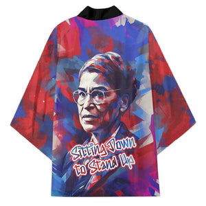 Rosa Parks Kimono Red Blue Abstract Art Portrait Sitting Down to Stand Up Quote Civil Rights Tribute - African Pride