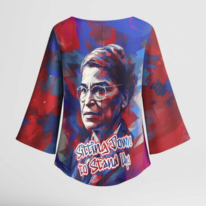 Rosa Parks Kimono Sleeve Blouse Red Blue Abstract Art Portrait Sitting Down to Stand Up Quote Civil Rights Tribute - African Pride