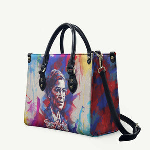 Rosa Parks Leather Bag Red Blue Abstract Art Portrait Sitting Down to Stand Up Quote Civil Rights Tribute - African Pride