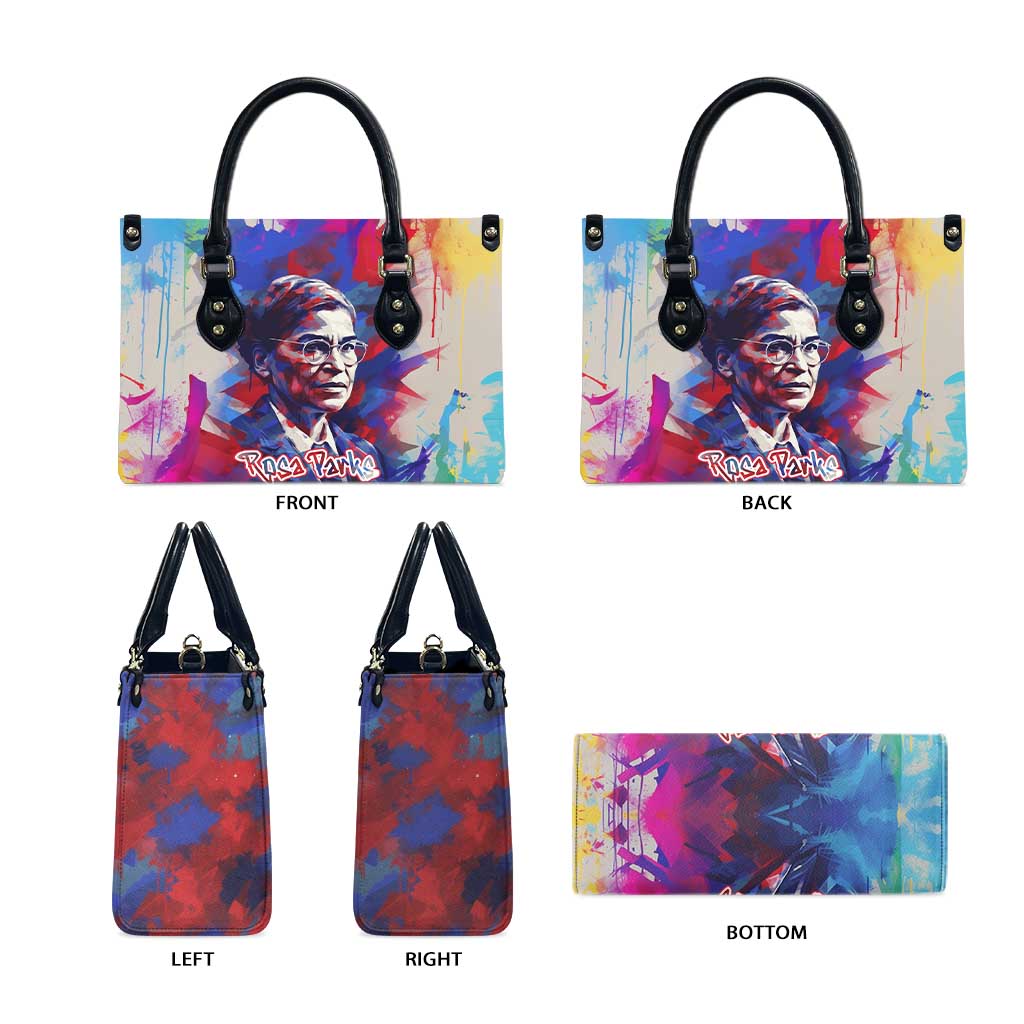 Rosa Parks Leather Bag Red Blue Abstract Art Portrait Sitting Down to Stand Up Quote Civil Rights Tribute - African Pride