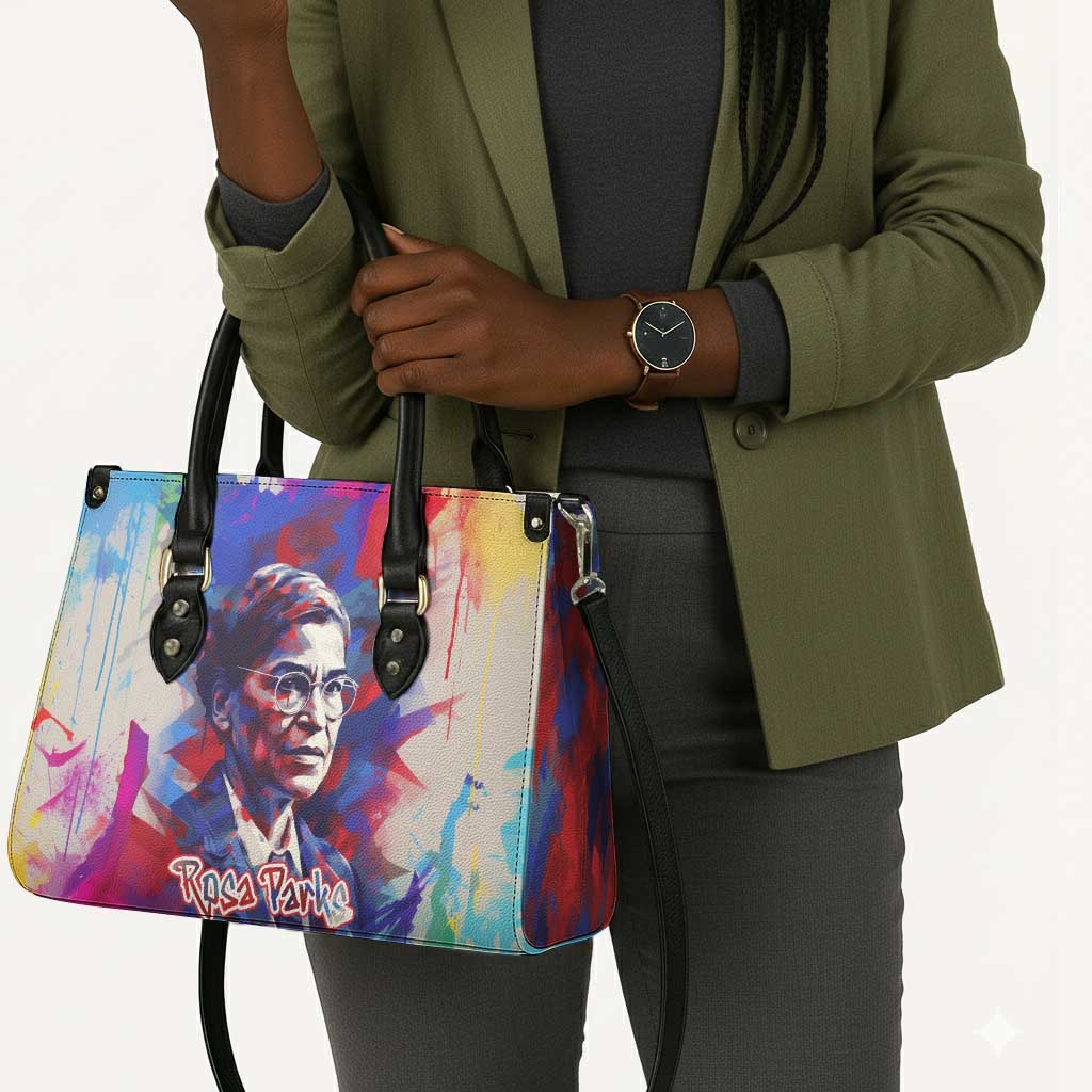 Rosa Parks Leather Bag Red Blue Abstract Art Portrait Sitting Down to Stand Up Quote Civil Rights Tribute - African Pride